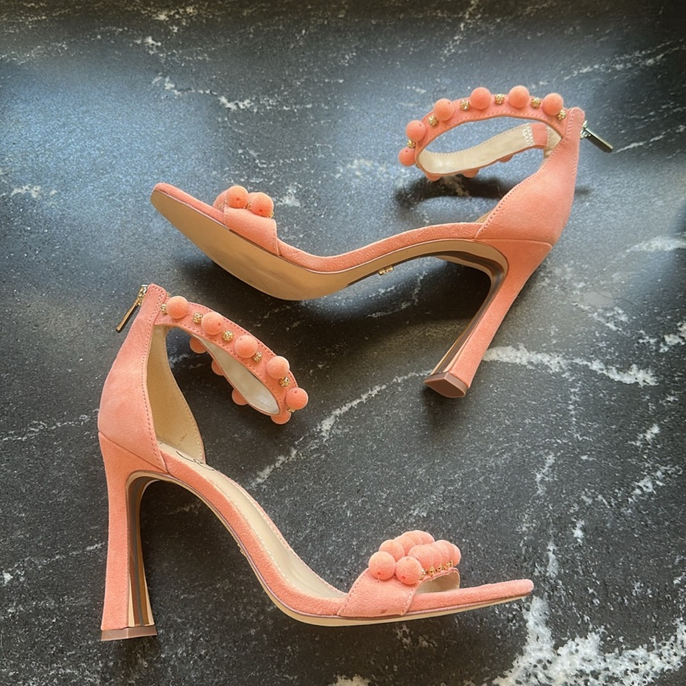 Sam Edelman peach Luella Suede Beaded Heels Size 9.5 NWOT - Picture 6 of 10